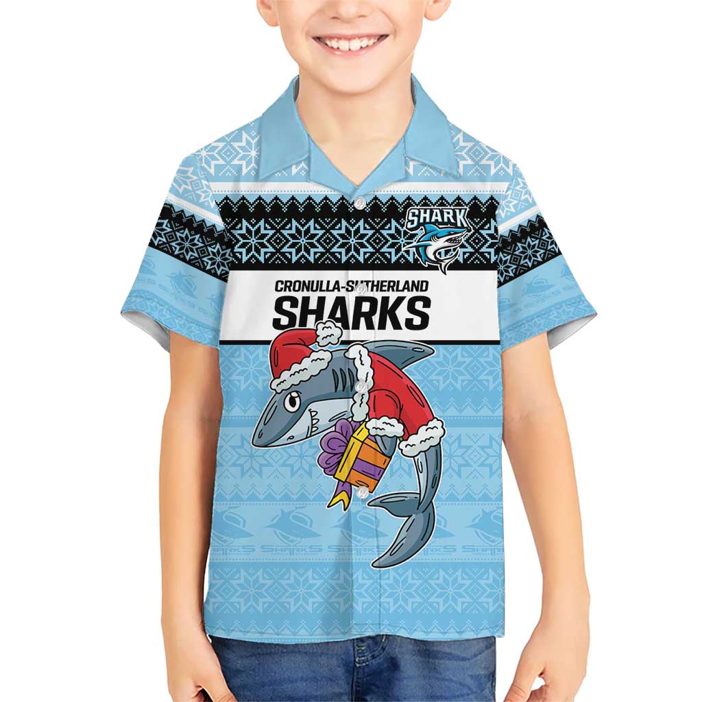 NRL Cronulla-Sutherland Christmas Personalised Hawaiian Shirt with Sharkies Santa - Vibe Hoodie Shop