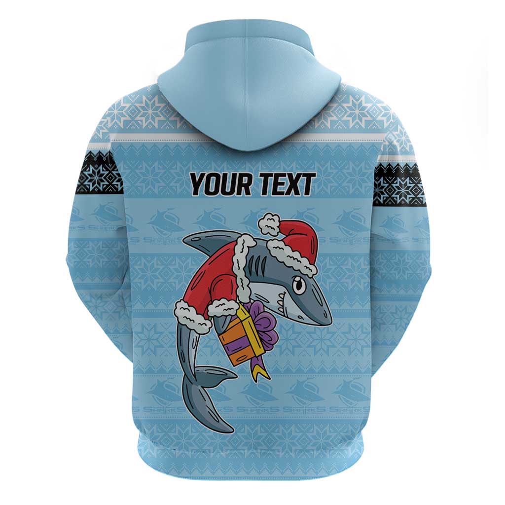 NRL Cronulla-Sutherland Christmas Personalised Hoodie with Sharkies Santa LT9 - Vibe Hoodie Shop