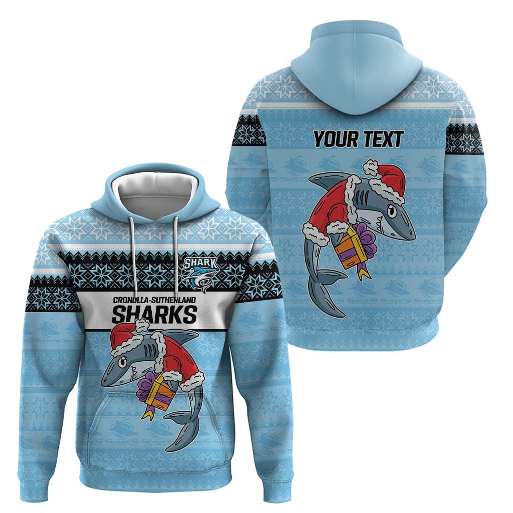 NRL Cronulla-Sutherland Christmas Personalised Hoodie with Sharkies Santa LT9 - Vibe Hoodie Shop