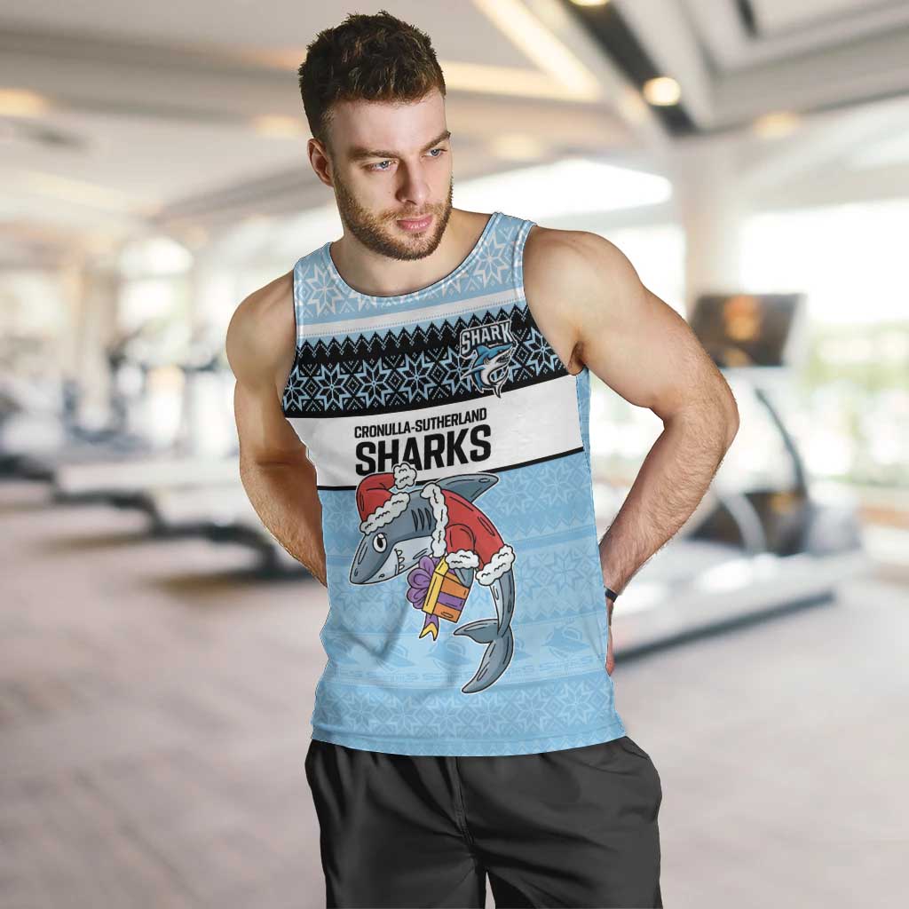 NRL Cronulla-Sutherland Christmas Personalised Men Tank Top with Sharkies Santa - Vibe Hoodie Shop