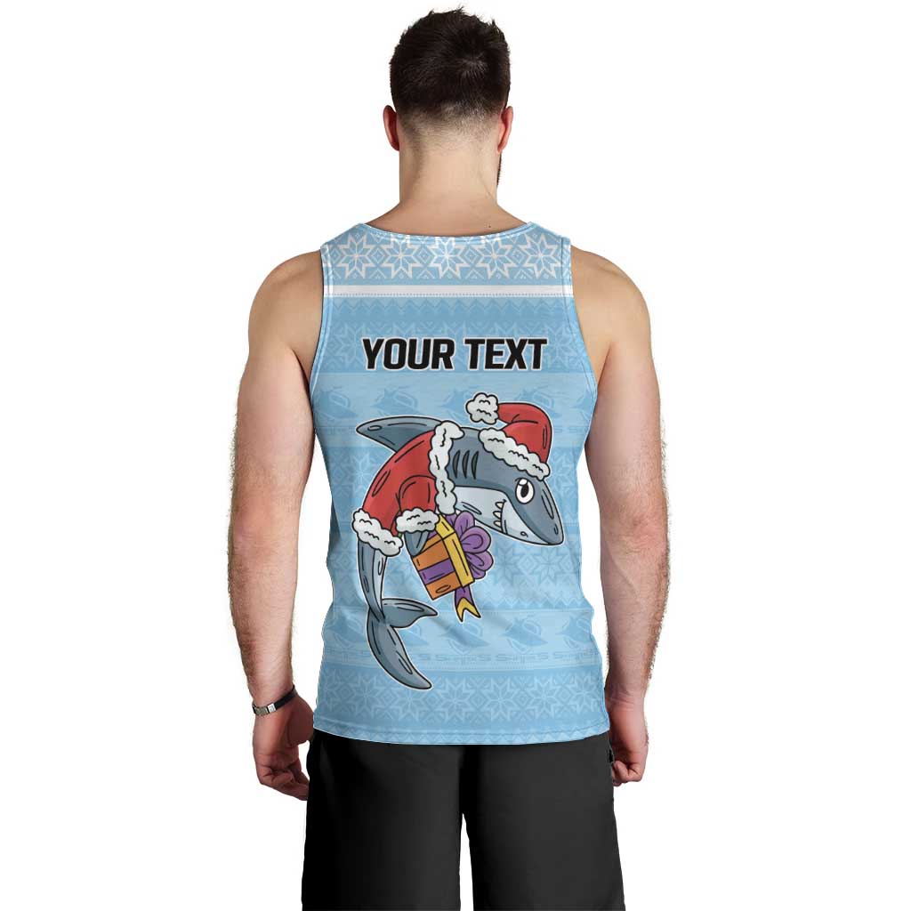 NRL Cronulla-Sutherland Christmas Personalised Men Tank Top with Sharkies Santa - Vibe Hoodie Shop