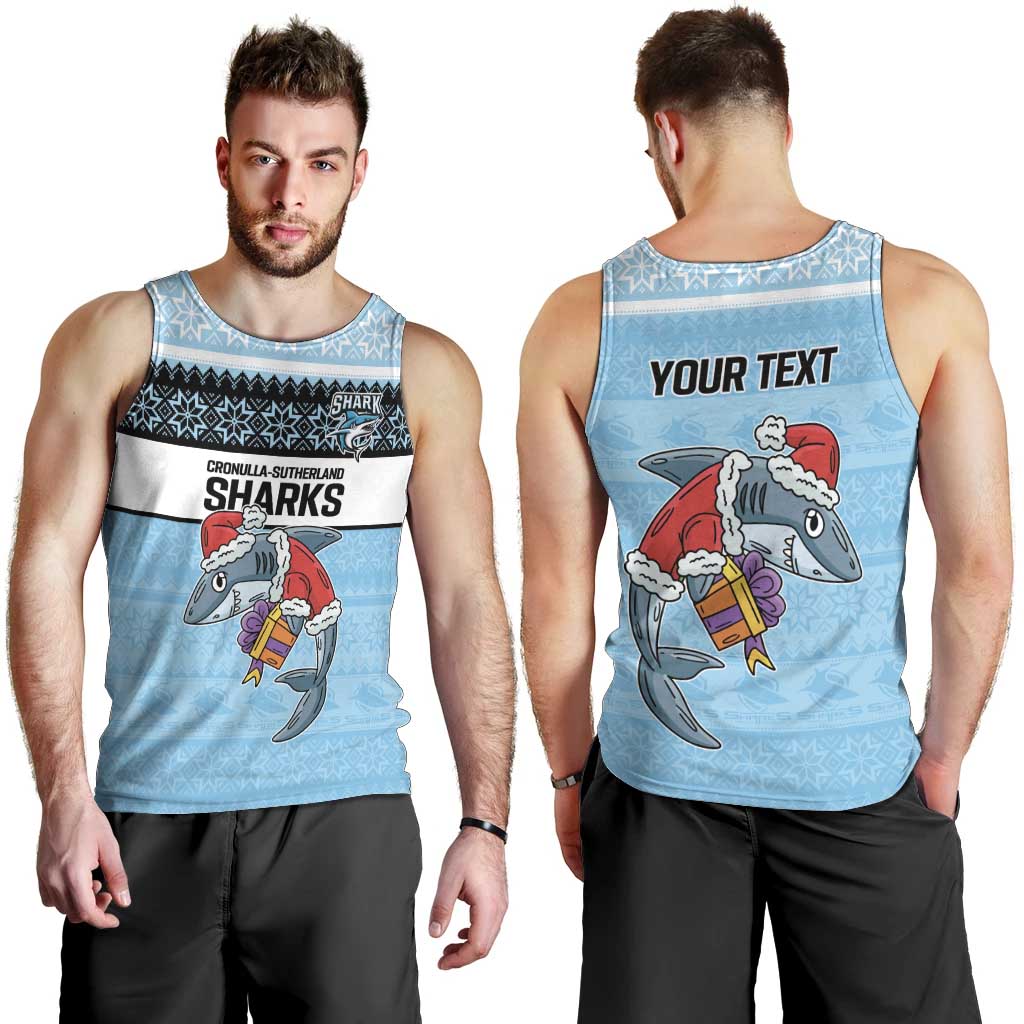 NRL Cronulla-Sutherland Christmas Personalised Men Tank Top with Sharkies Santa - Vibe Hoodie Shop