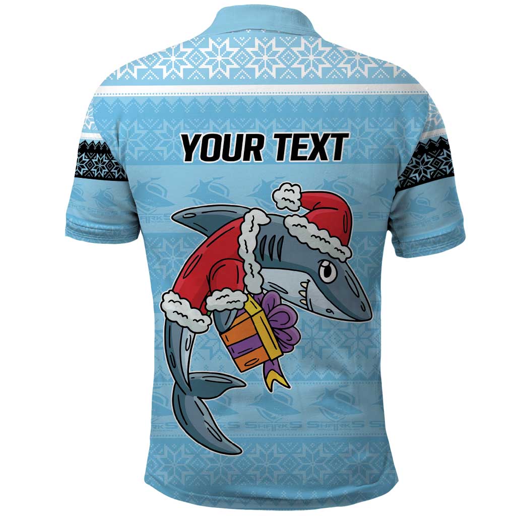 NRL Cronulla-Sutherland Christmas Personalised Polo Shirt with Sharkies Santa LT9 - Vibe Hoodie Shop