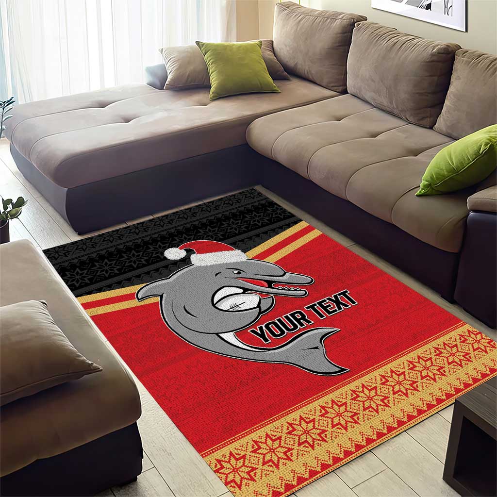 NRL Dolphins Mascot Christmas Personalised Area Rug Black Style - Vibe Hoodie Shop