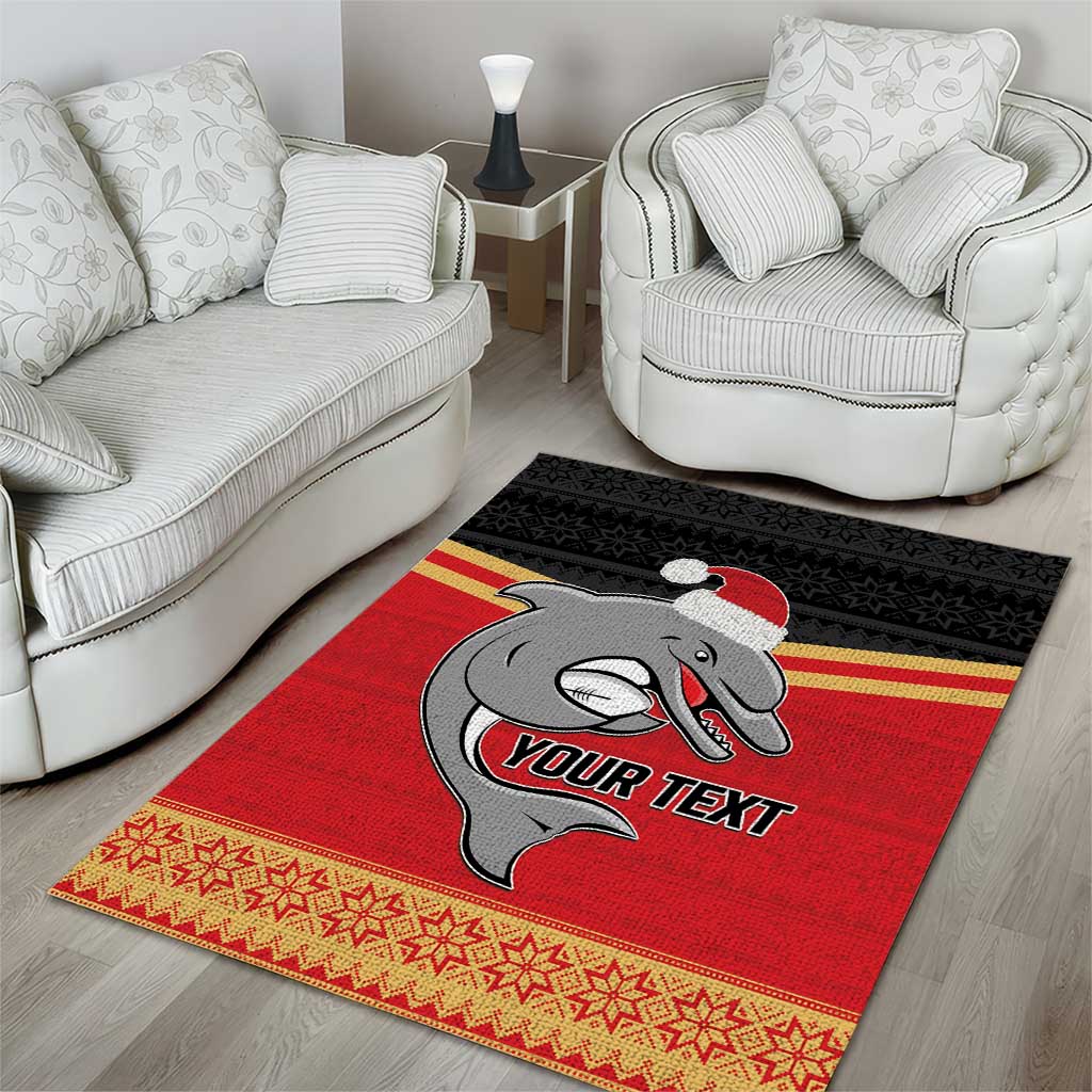 NRL Dolphins Mascot Christmas Personalised Area Rug Black Style - Vibe Hoodie Shop