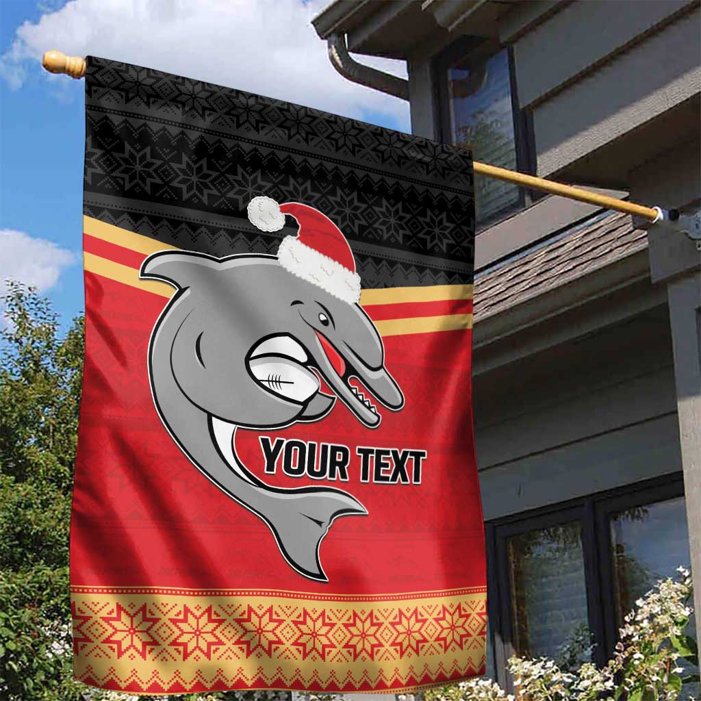 NRL Dolphins Mascot Christmas Personalised Garden Flag Black Style - Vibe Hoodie Shop