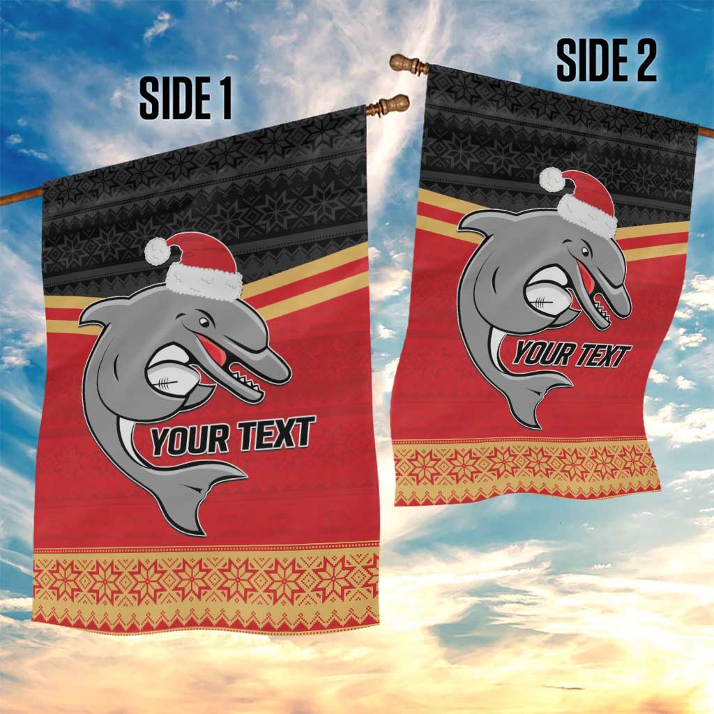 NRL Dolphins Mascot Christmas Personalised Garden Flag Black Style - Vibe Hoodie Shop