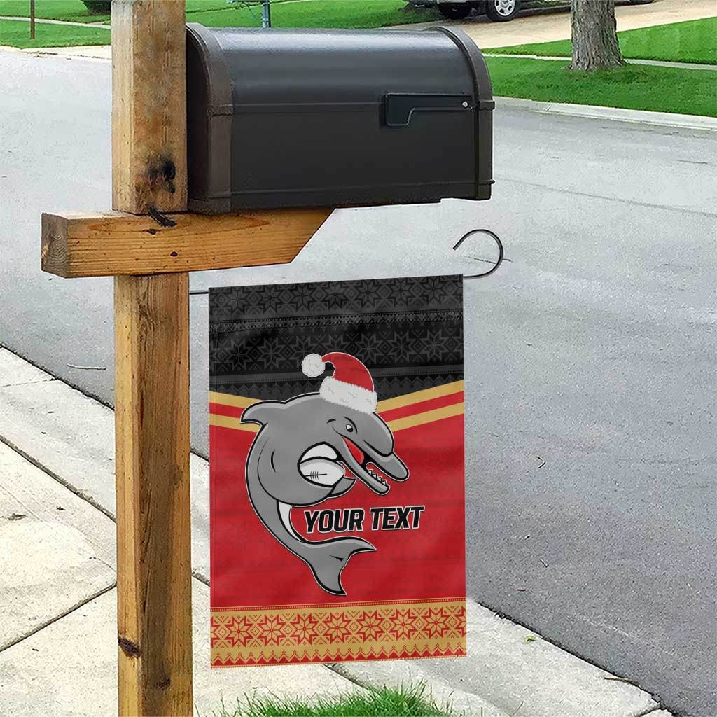 NRL Dolphins Mascot Christmas Personalised Garden Flag Black Style - Vibe Hoodie Shop