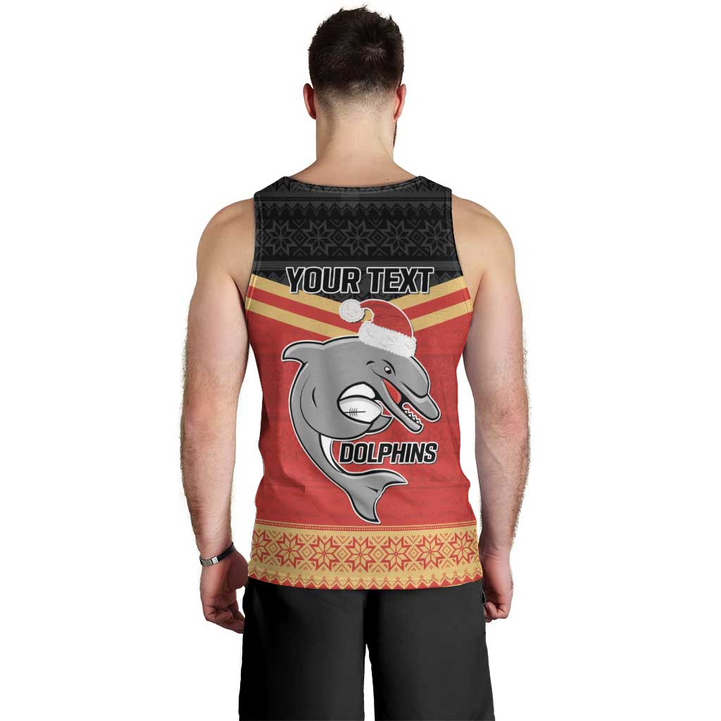 NRL Dolphins Mascot Christmas Personalised Men Tank Top Black Style - Vibe Hoodie Shop