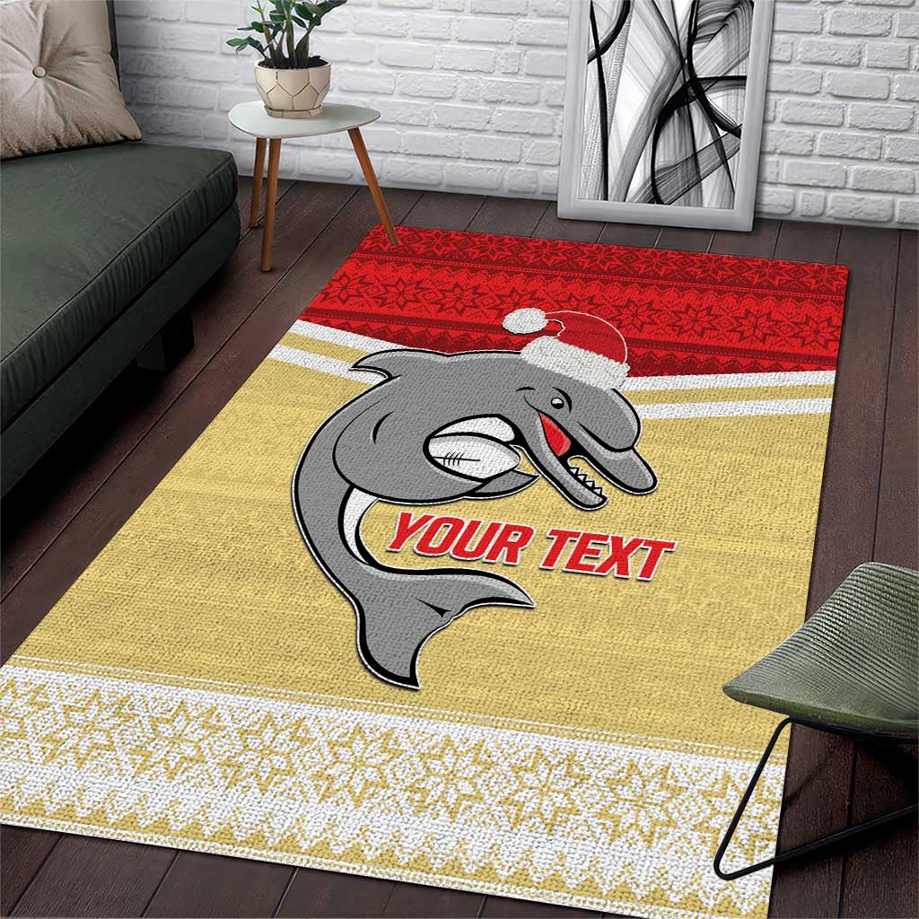 NRL Dolphins Mascot Christmas Personalised Area Rug God Style - Vibe Hoodie Shop