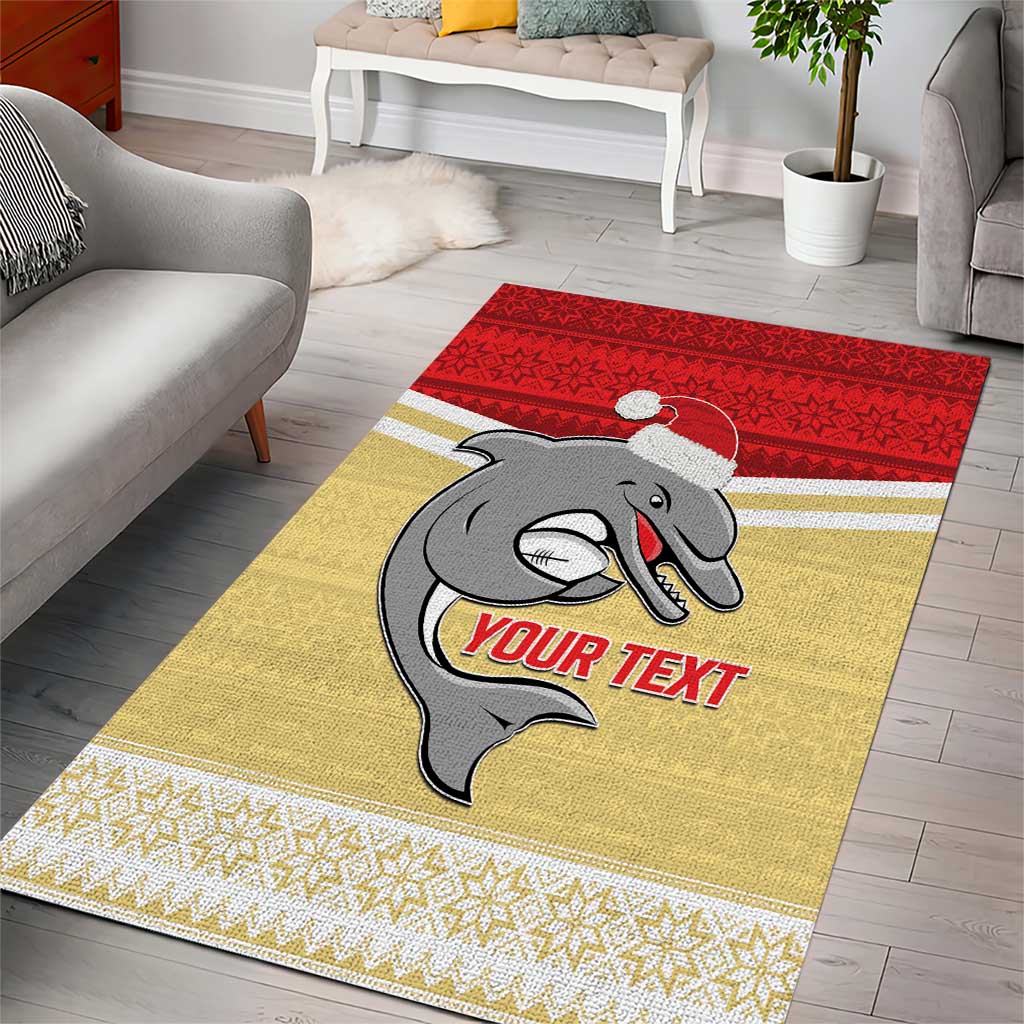 NRL Dolphins Mascot Christmas Personalised Area Rug God Style - Vibe Hoodie Shop