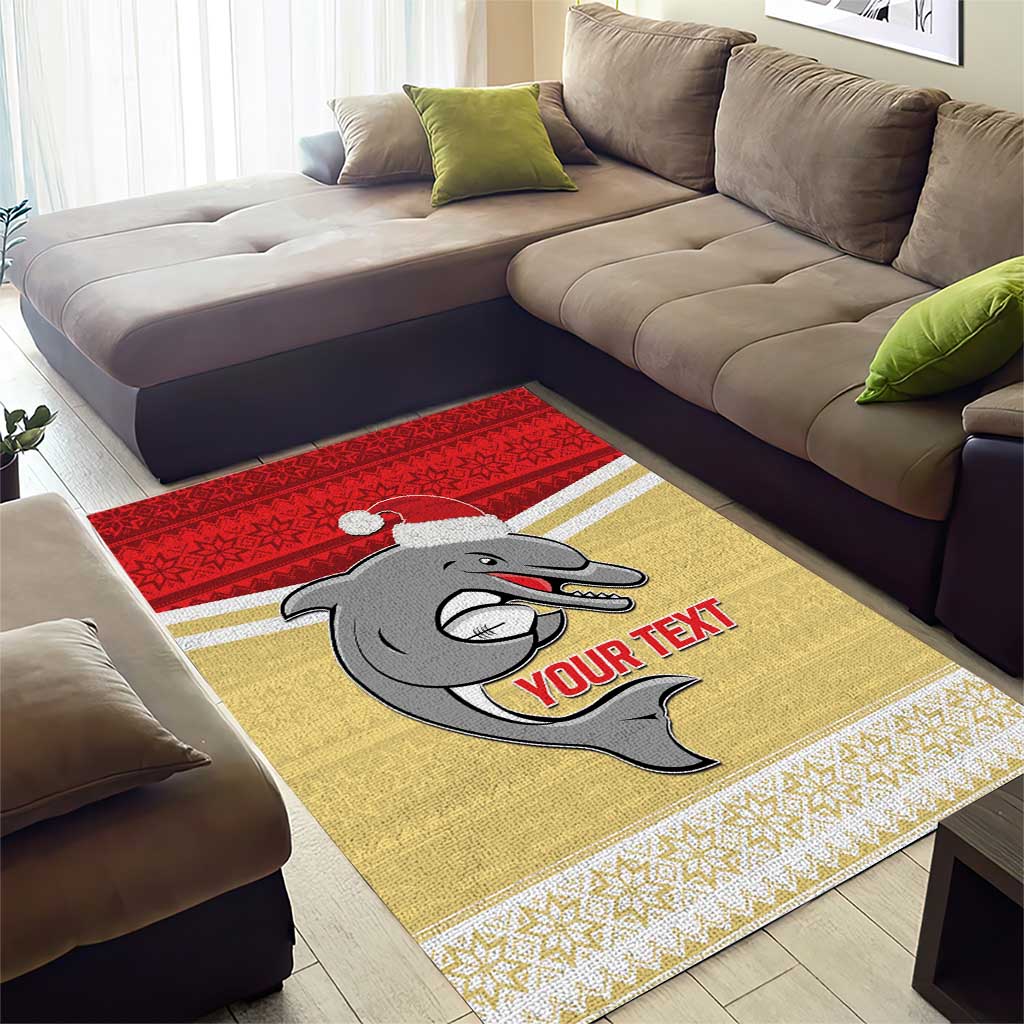 NRL Dolphins Mascot Christmas Personalised Area Rug God Style - Vibe Hoodie Shop