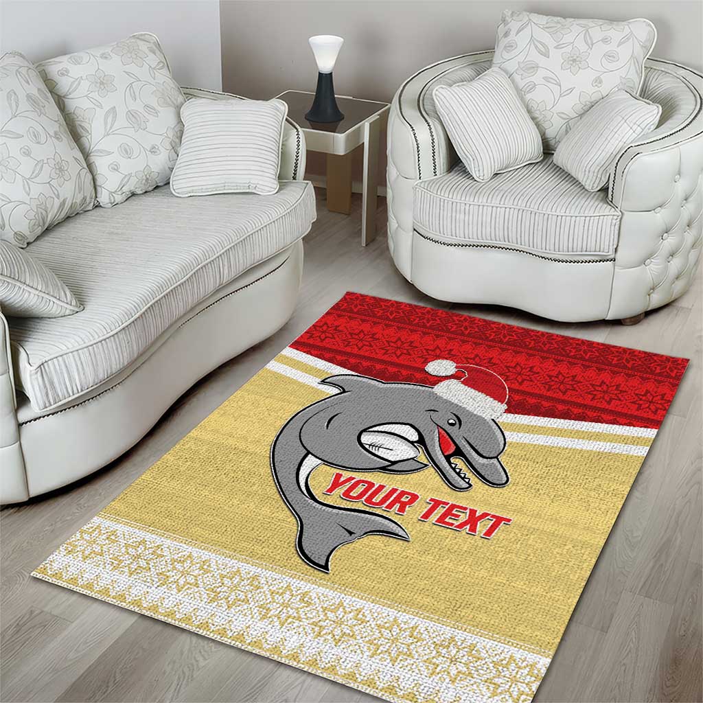 NRL Dolphins Mascot Christmas Personalised Area Rug God Style - Vibe Hoodie Shop