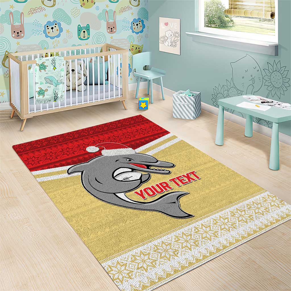 NRL Dolphins Mascot Christmas Personalised Area Rug God Style - Vibe Hoodie Shop