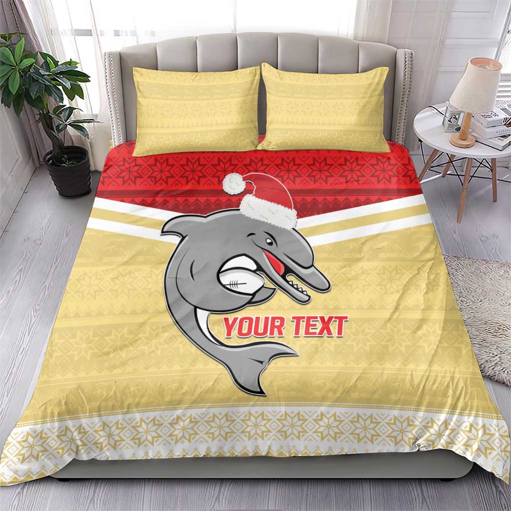 NRL Dolphins Mascot Christmas Personalised Bedding Set God Style - Vibe Hoodie Shop