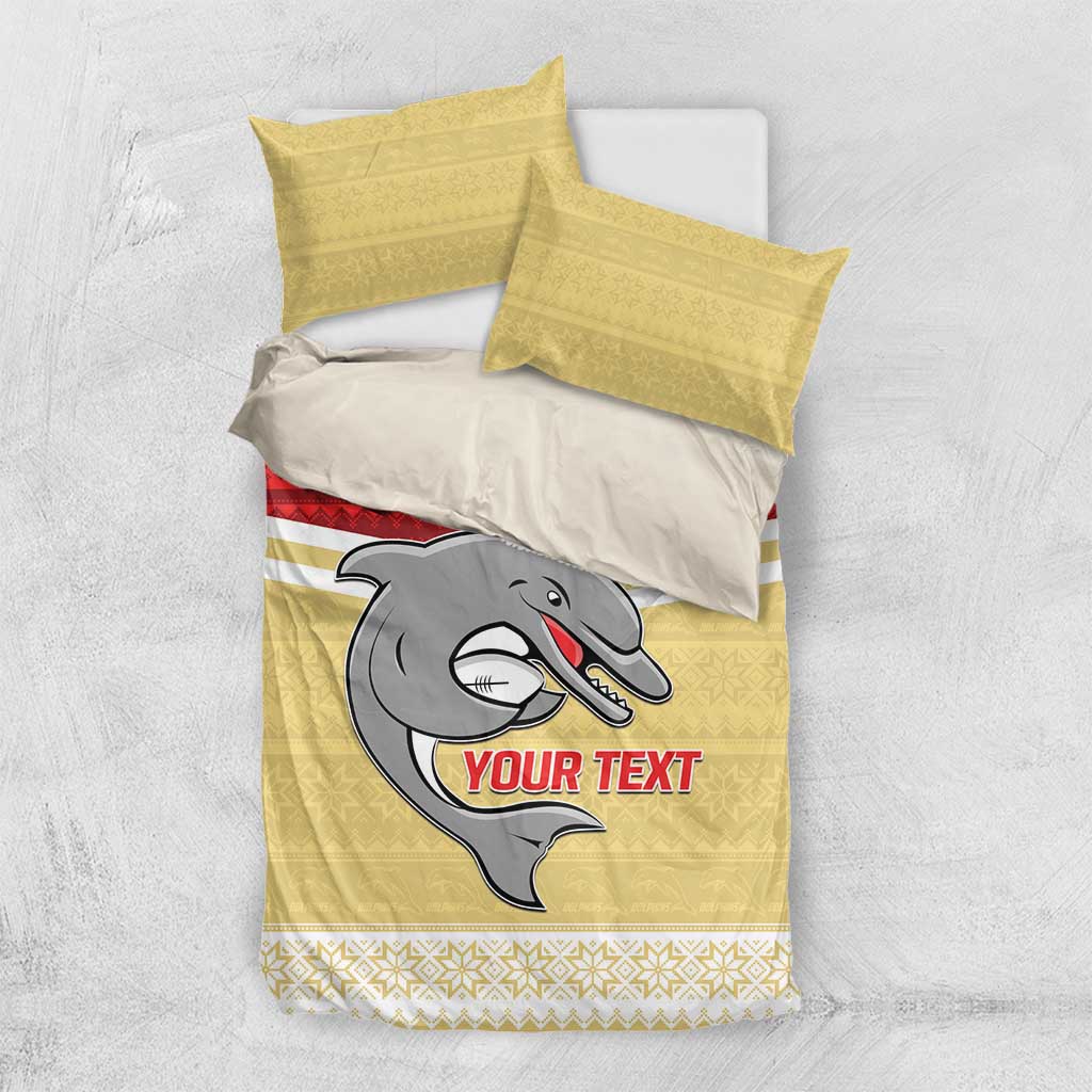 NRL Dolphins Mascot Christmas Personalised Bedding Set God Style - Vibe Hoodie Shop