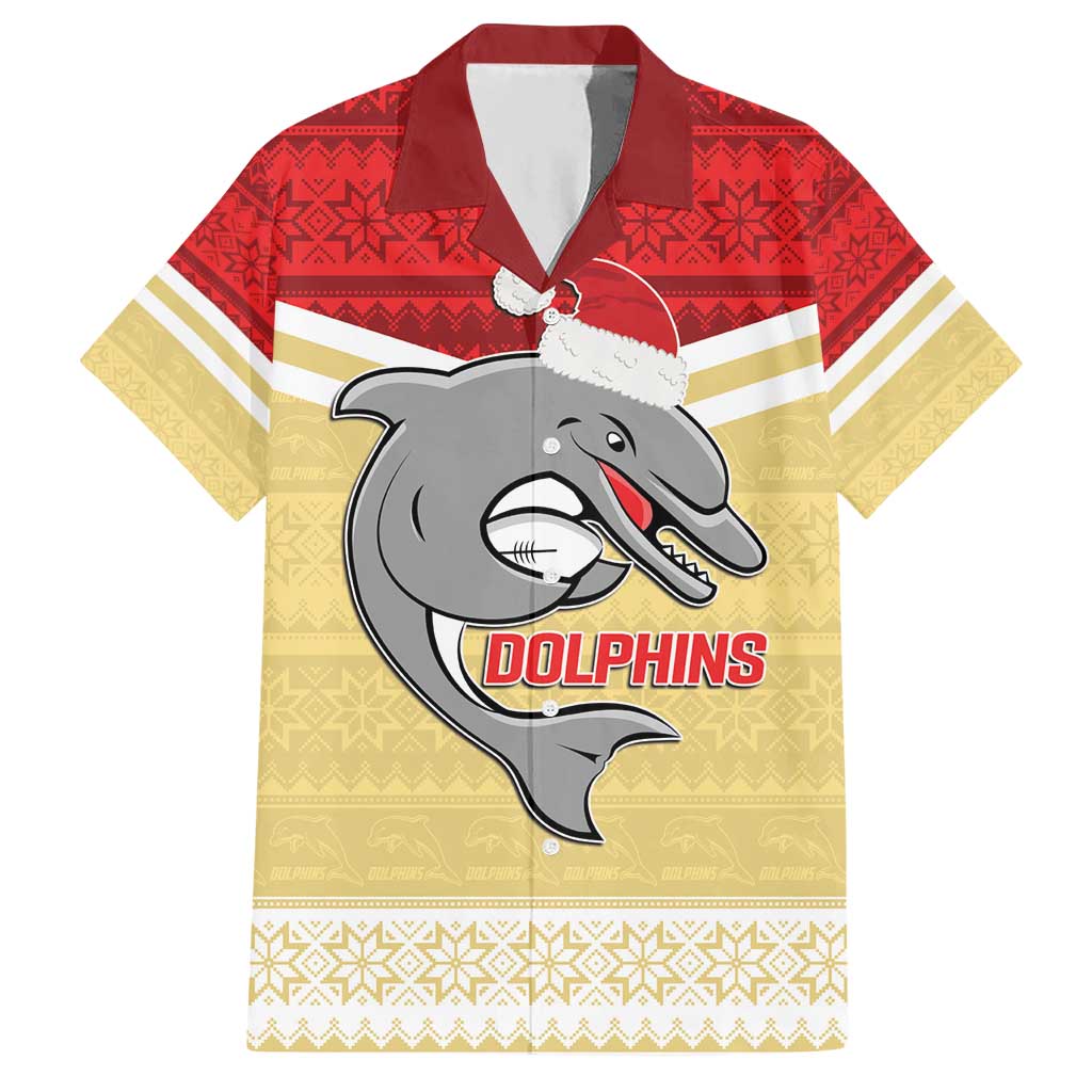 NRL Dolphins Mascot Christmas Personalised Hawaiian Shirt God Style - Vibe Hoodie Shop