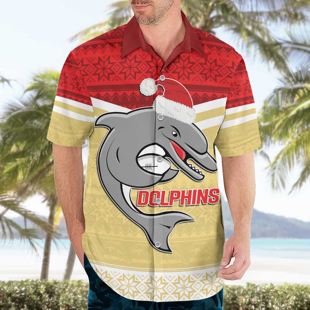 NRL Dolphins Mascot Christmas Personalised Hawaiian Shirt God Style - Vibe Hoodie Shop