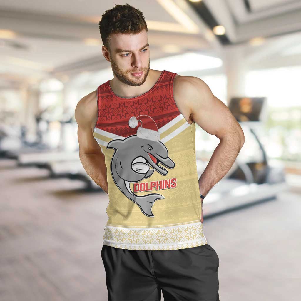 NRL Dolphins Mascot Christmas Personalised Men Tank Top God Style - Vibe Hoodie Shop