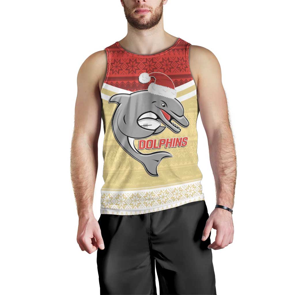 NRL Dolphins Mascot Christmas Personalised Men Tank Top God Style - Vibe Hoodie Shop