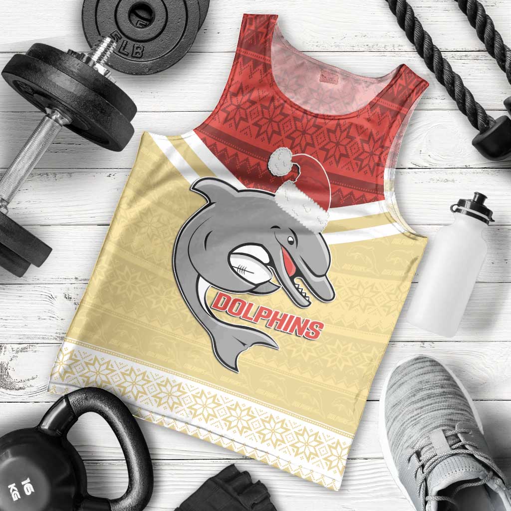 NRL Dolphins Mascot Christmas Personalised Men Tank Top God Style - Vibe Hoodie Shop