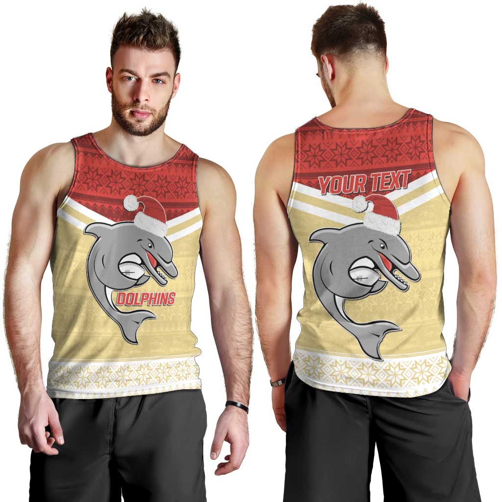 NRL Dolphins Mascot Christmas Personalised Men Tank Top God Style - Vibe Hoodie Shop
