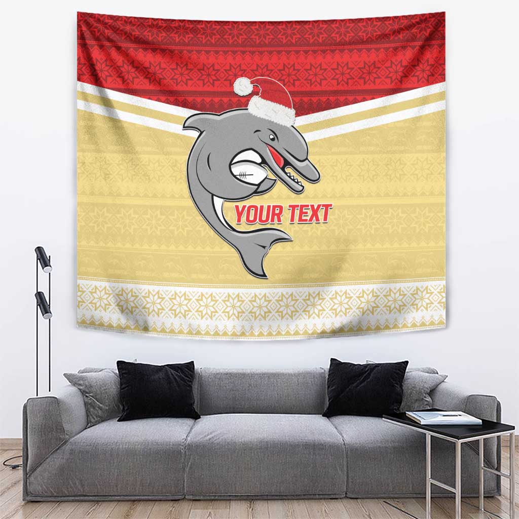 NRL Dolphins Mascot Christmas Personalised Tapestry God Style - Vibe Hoodie Shop