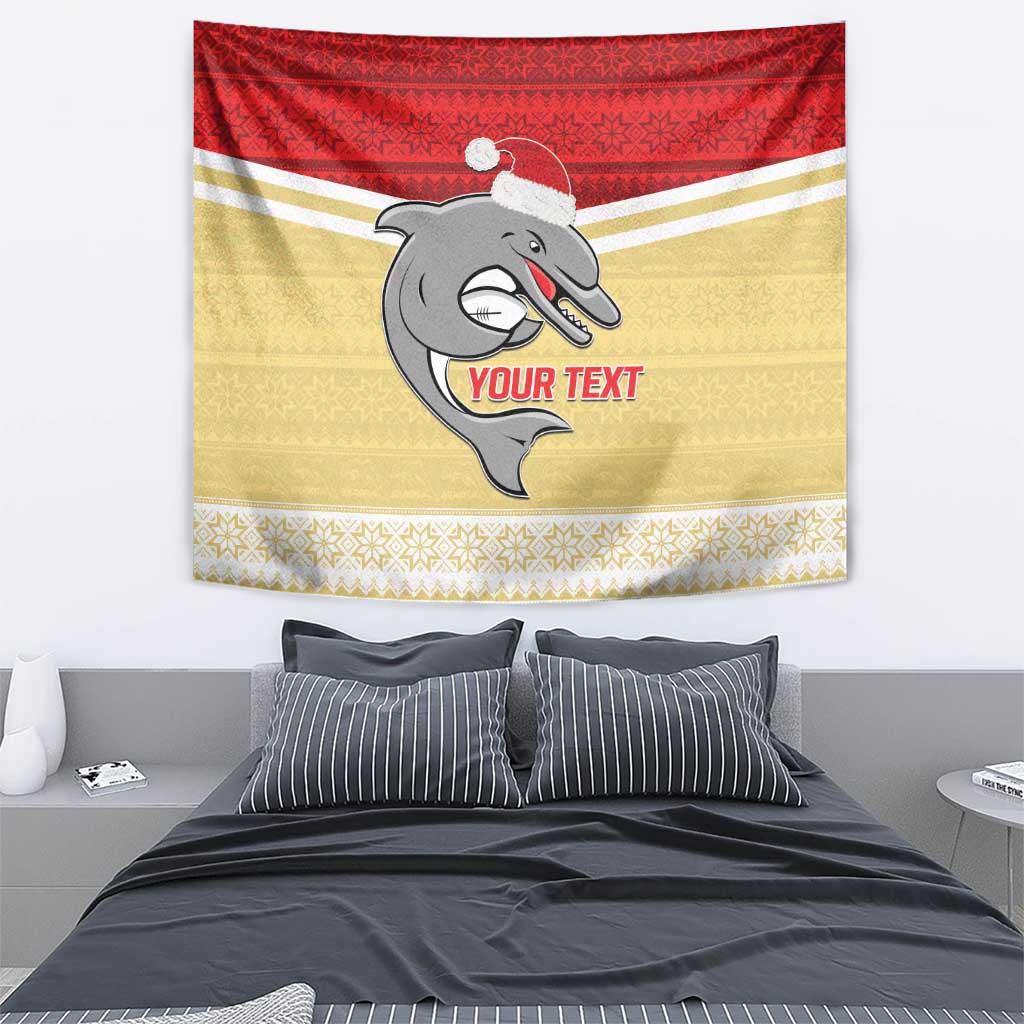 NRL Dolphins Mascot Christmas Personalised Tapestry God Style - Vibe Hoodie Shop