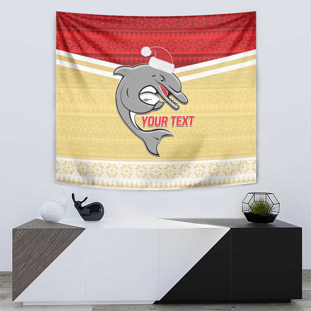 NRL Dolphins Mascot Christmas Personalised Tapestry God Style - Vibe Hoodie Shop