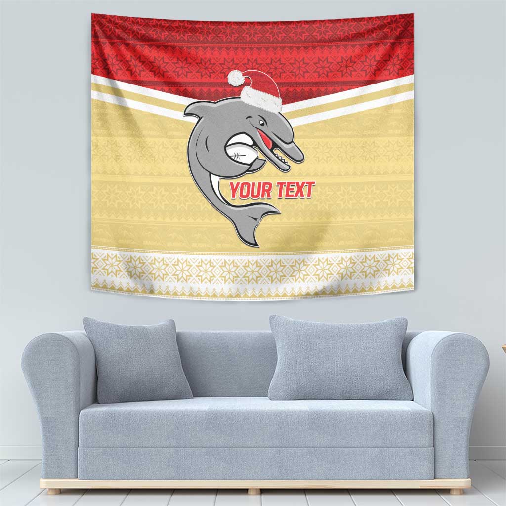 NRL Dolphins Mascot Christmas Personalised Tapestry God Style - Vibe Hoodie Shop