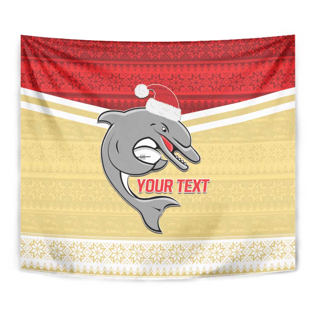 NRL Dolphins Mascot Christmas Personalised Tapestry God Style - Vibe Hoodie Shop