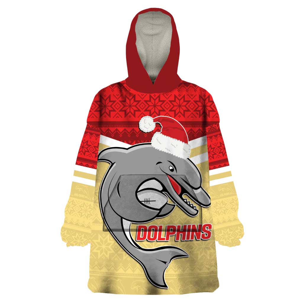 NRL Dolphins Mascot Christmas Personalised Wearable Blanket Hoodie God Style - Vibe Hoodie Shop