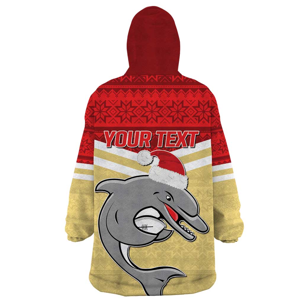 NRL Dolphins Mascot Christmas Personalised Wearable Blanket Hoodie God Style - Vibe Hoodie Shop