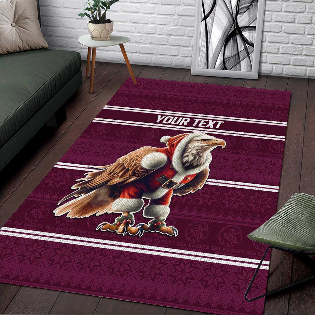 NRL Manly Warringah Christmas Personalised Area Rug with Sea Eagles Mascot - Vibe Hoodie Shop