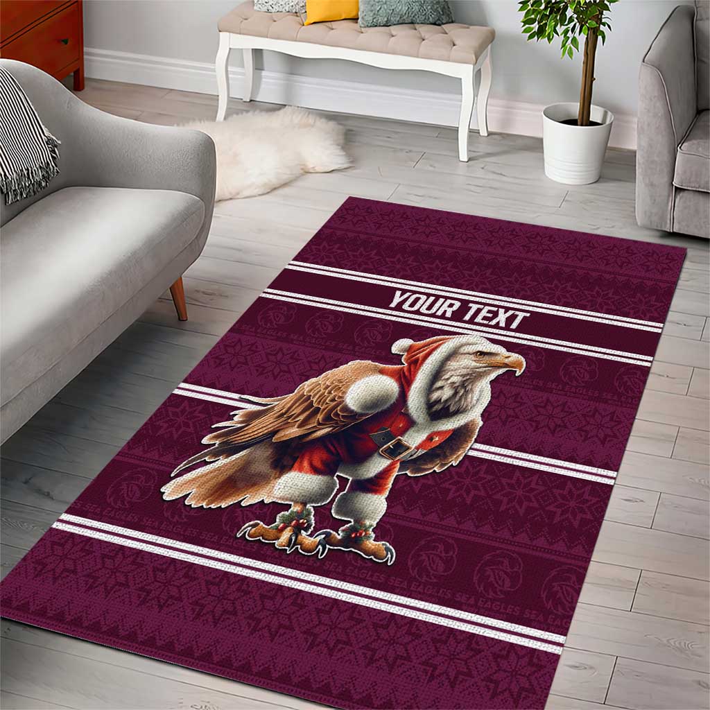 NRL Manly Warringah Christmas Personalised Area Rug with Sea Eagles Mascot - Vibe Hoodie Shop