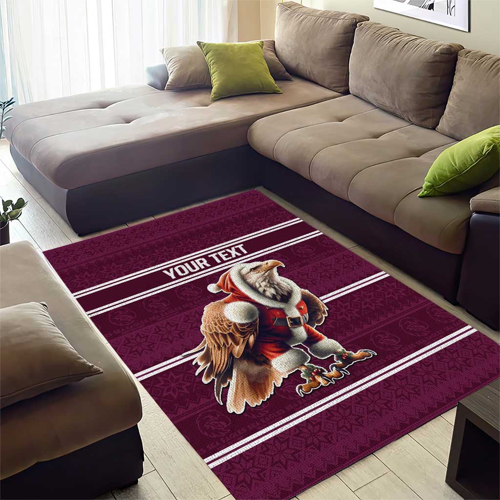 NRL Manly Warringah Christmas Personalised Area Rug with Sea Eagles Mascot - Vibe Hoodie Shop