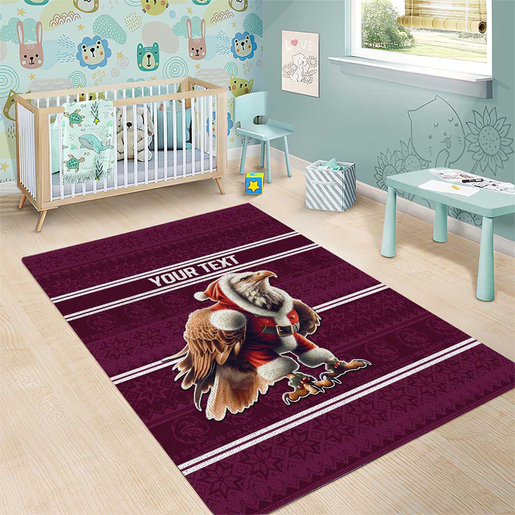 NRL Manly Warringah Christmas Personalised Area Rug with Sea Eagles Mascot - Vibe Hoodie Shop