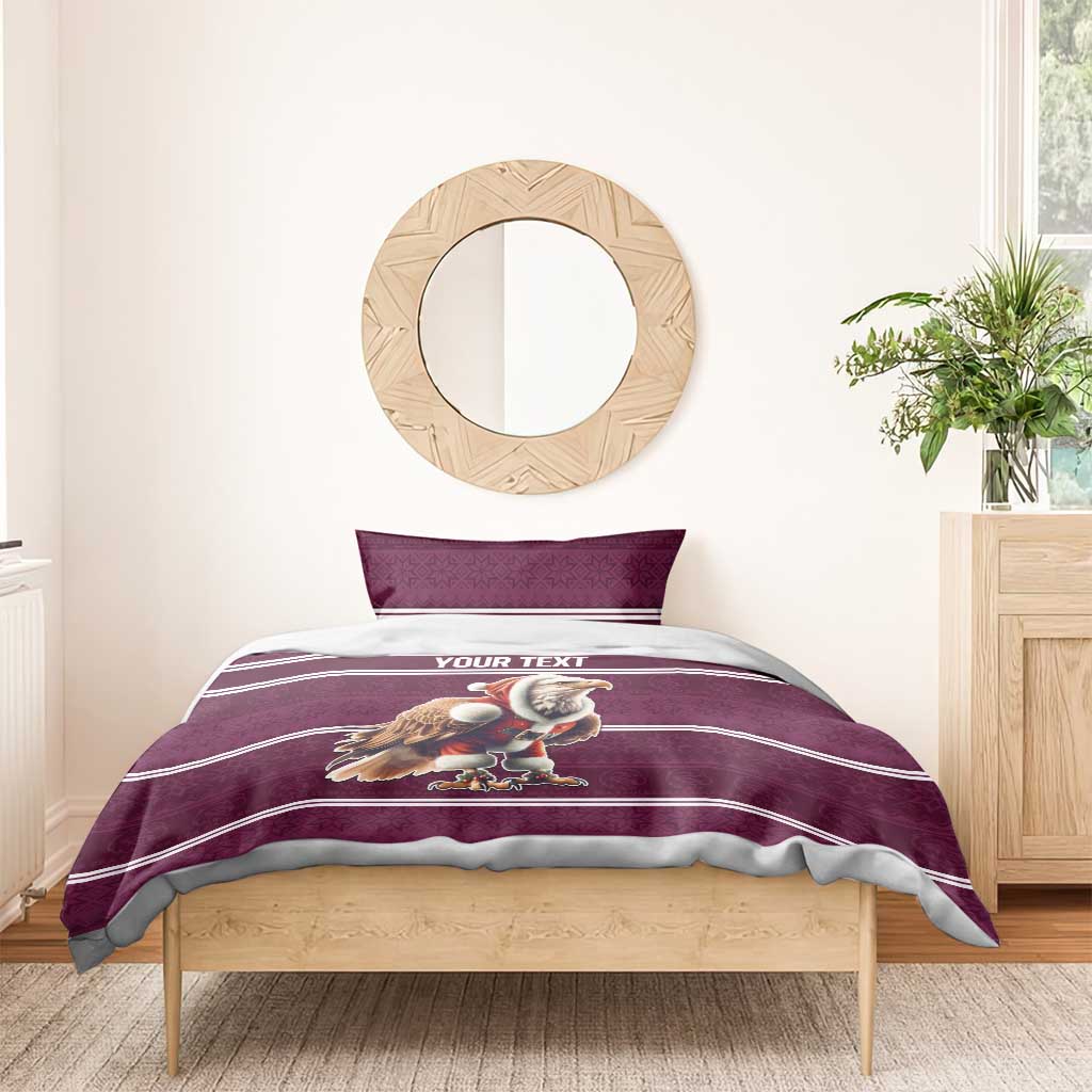 NRL Manly Warringah Christmas Personalised Bedding Set with Sea Eagles Mascot - Vibe Hoodie Shop