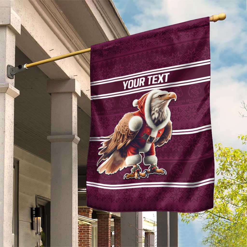 NRL Manly Warringah Christmas Personalised Garden Flag with Sea Eagles Mascot - Vibe Hoodie Shop