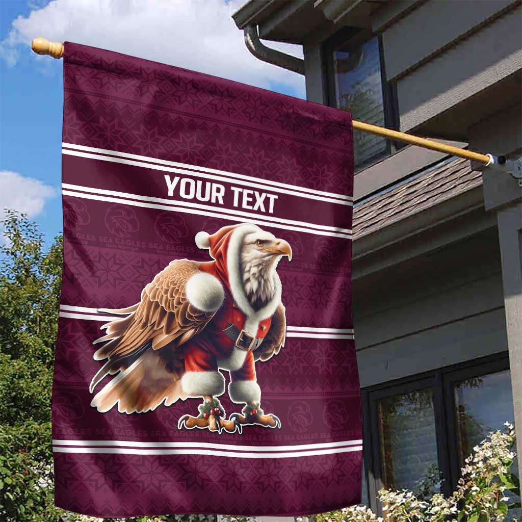 NRL Manly Warringah Christmas Personalised Garden Flag with Sea Eagles Mascot - Vibe Hoodie Shop