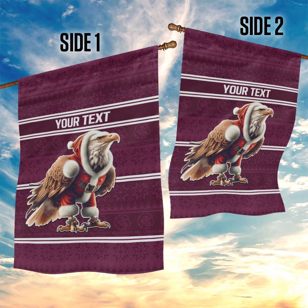 NRL Manly Warringah Christmas Personalised Garden Flag with Sea Eagles Mascot - Vibe Hoodie Shop