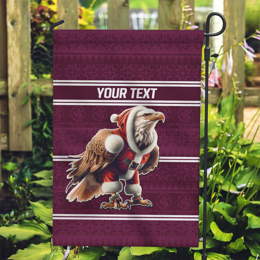 NRL Manly Warringah Christmas Personalised Garden Flag with Sea Eagles Mascot - Vibe Hoodie Shop