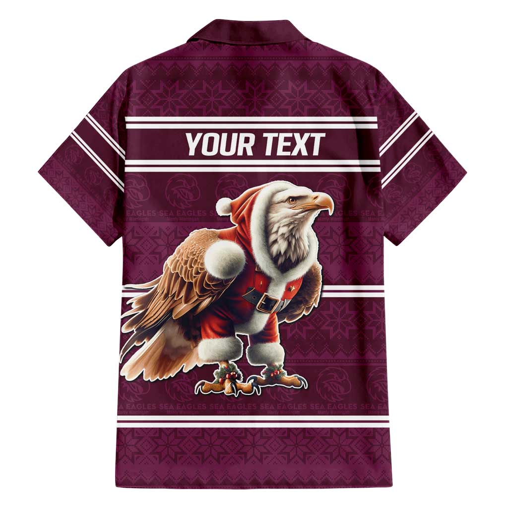 NRL Manly Warringah Christmas Personalised Hawaiian Shirt with Sea Eagles Mascot - Vibe Hoodie Shop