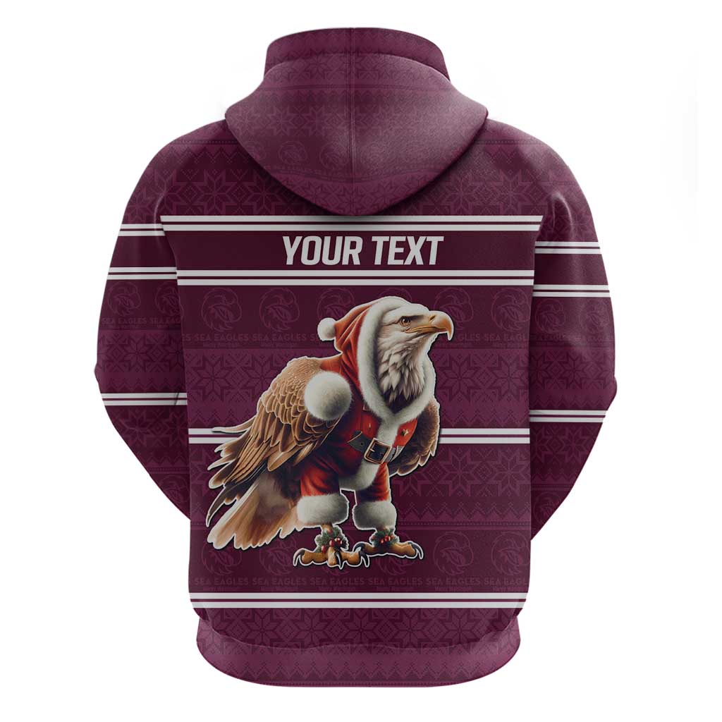 NRL Manly Warringah Christmas Personalised Hoodie with Sea Eagles Mascot LT9 - Vibe Hoodie Shop