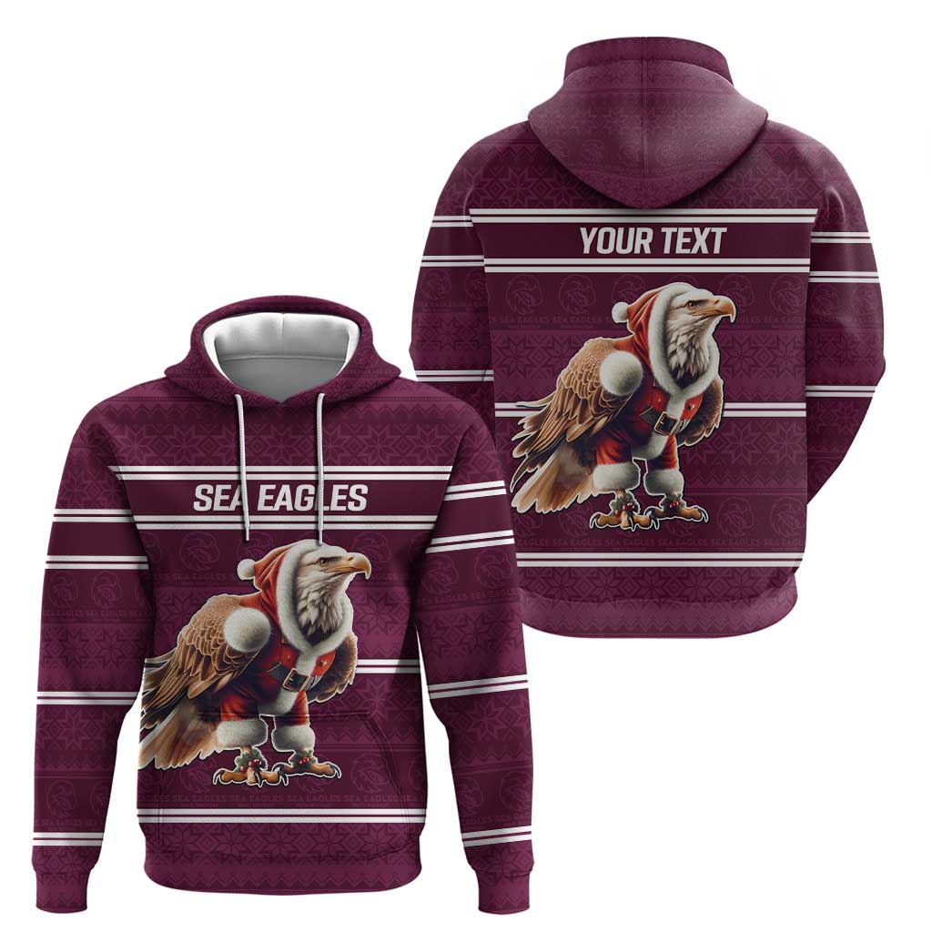 NRL Manly Warringah Christmas Personalised Hoodie with Sea Eagles Mascot LT9 - Vibe Hoodie Shop