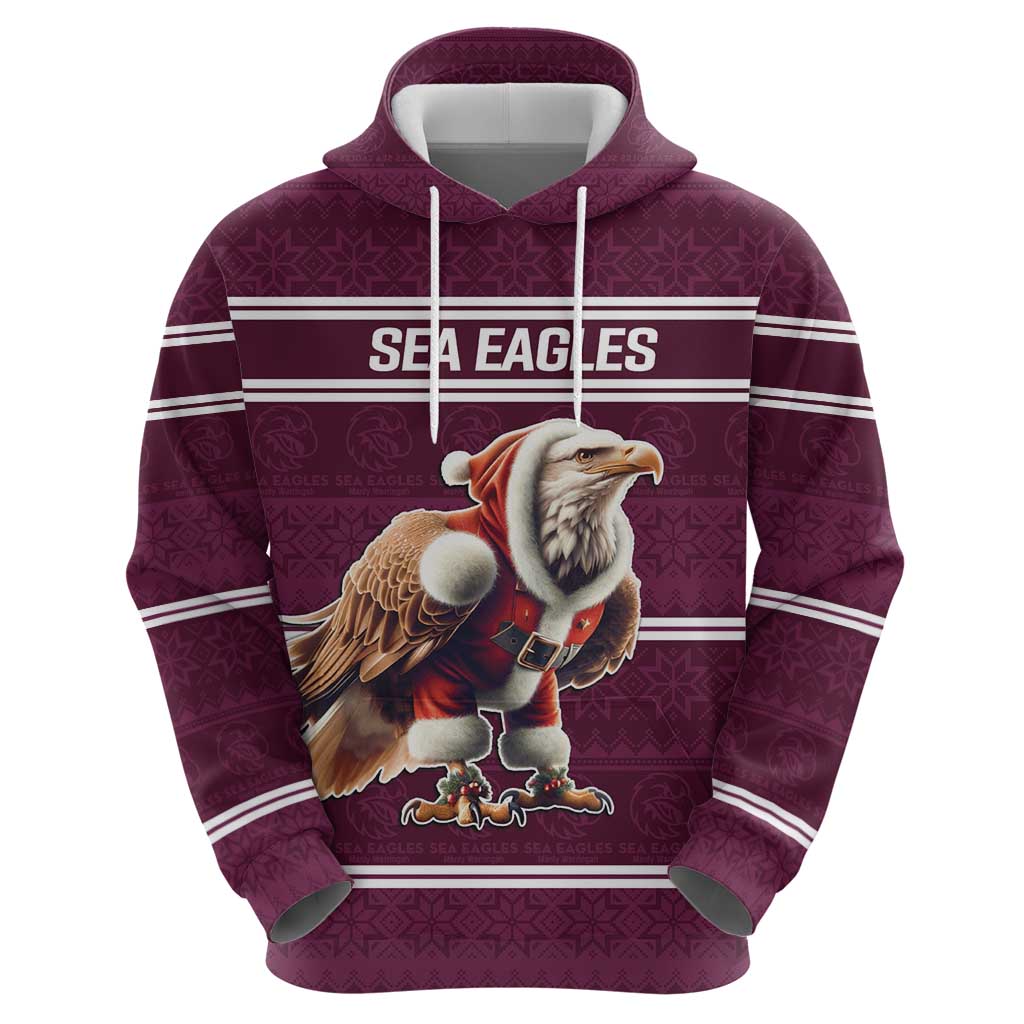 NRL Manly Warringah Christmas Personalised Hoodie with Sea Eagles Mascot LT9 - Vibe Hoodie Shop