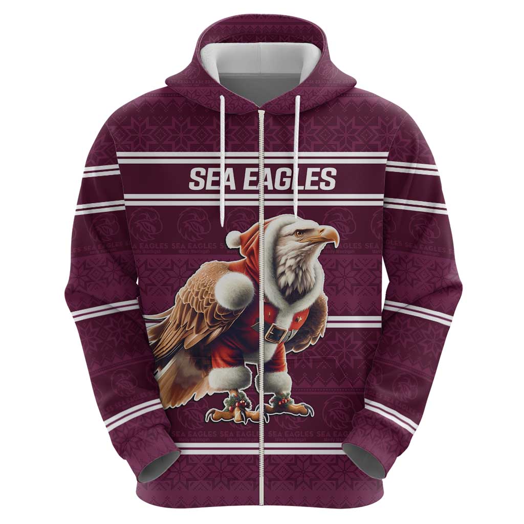 NRL Manly Warringah Christmas Personalised Hoodie with Sea Eagles Mascot LT9 - Vibe Hoodie Shop