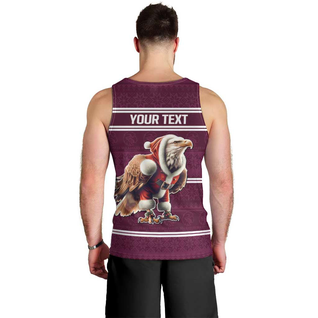 NRL Manly Warringah Christmas Personalised Men Tank Top with Sea Eagles Mascot - Vibe Hoodie Shop