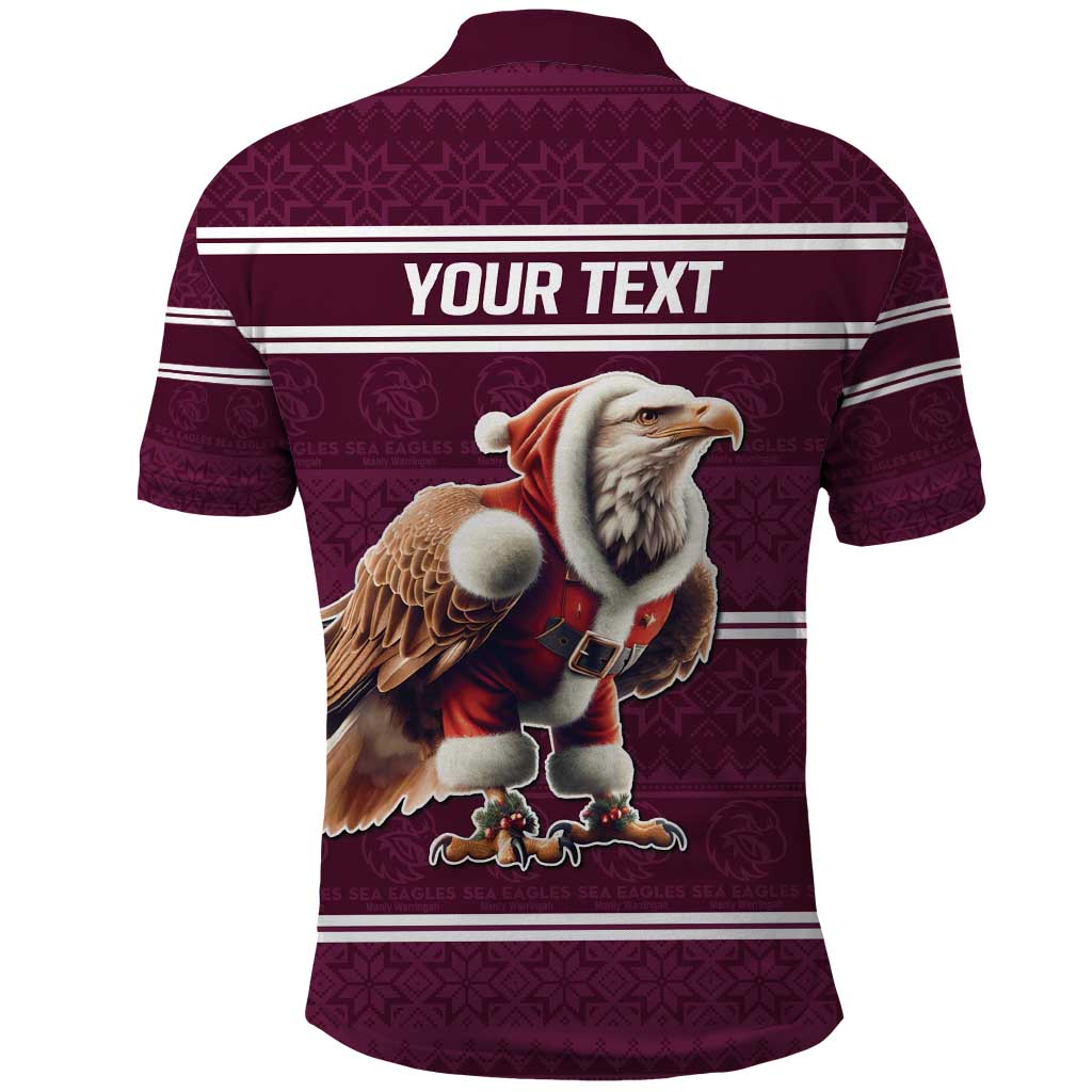 NRL Manly Warringah Christmas Personalised Polo Shirt with Sea Eagles Mascot LT9 - Vibe Hoodie Shop