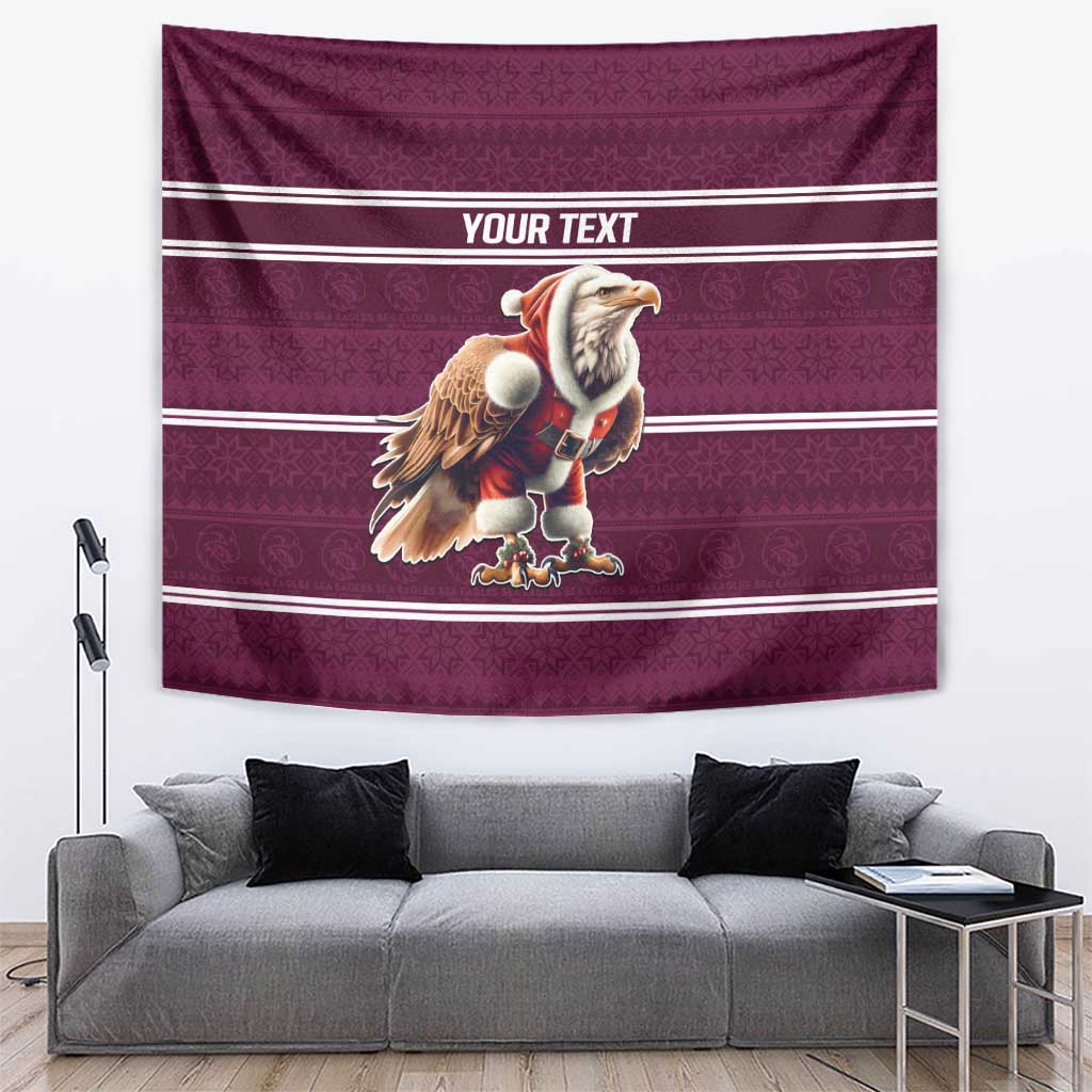 NRL Manly Warringah Christmas Personalised Tapestry with Sea Eagles Mascot - Vibe Hoodie Shop